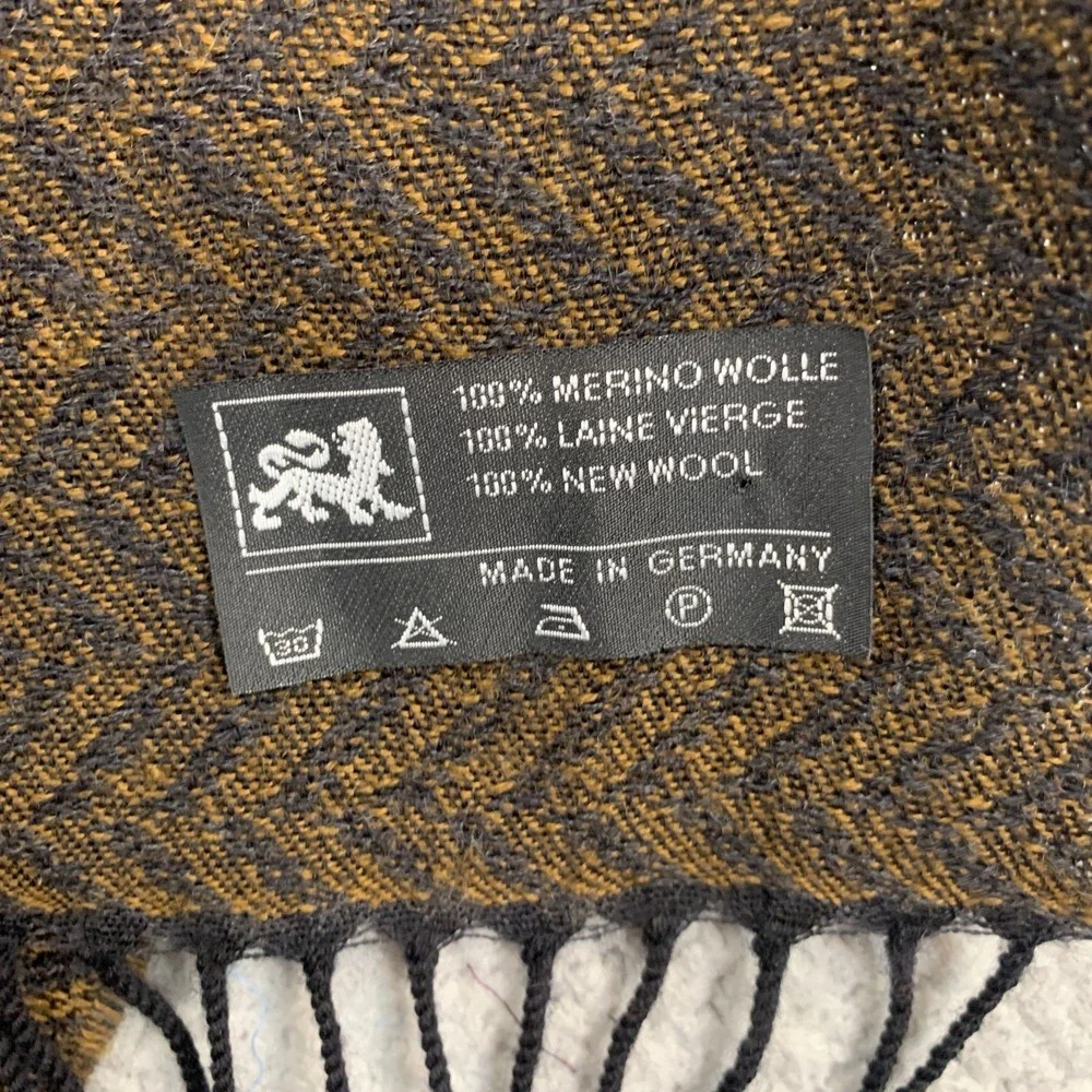 Scarf Merino Wool Germany Geometric Herringbone Chevron Size 15x60 SOFT